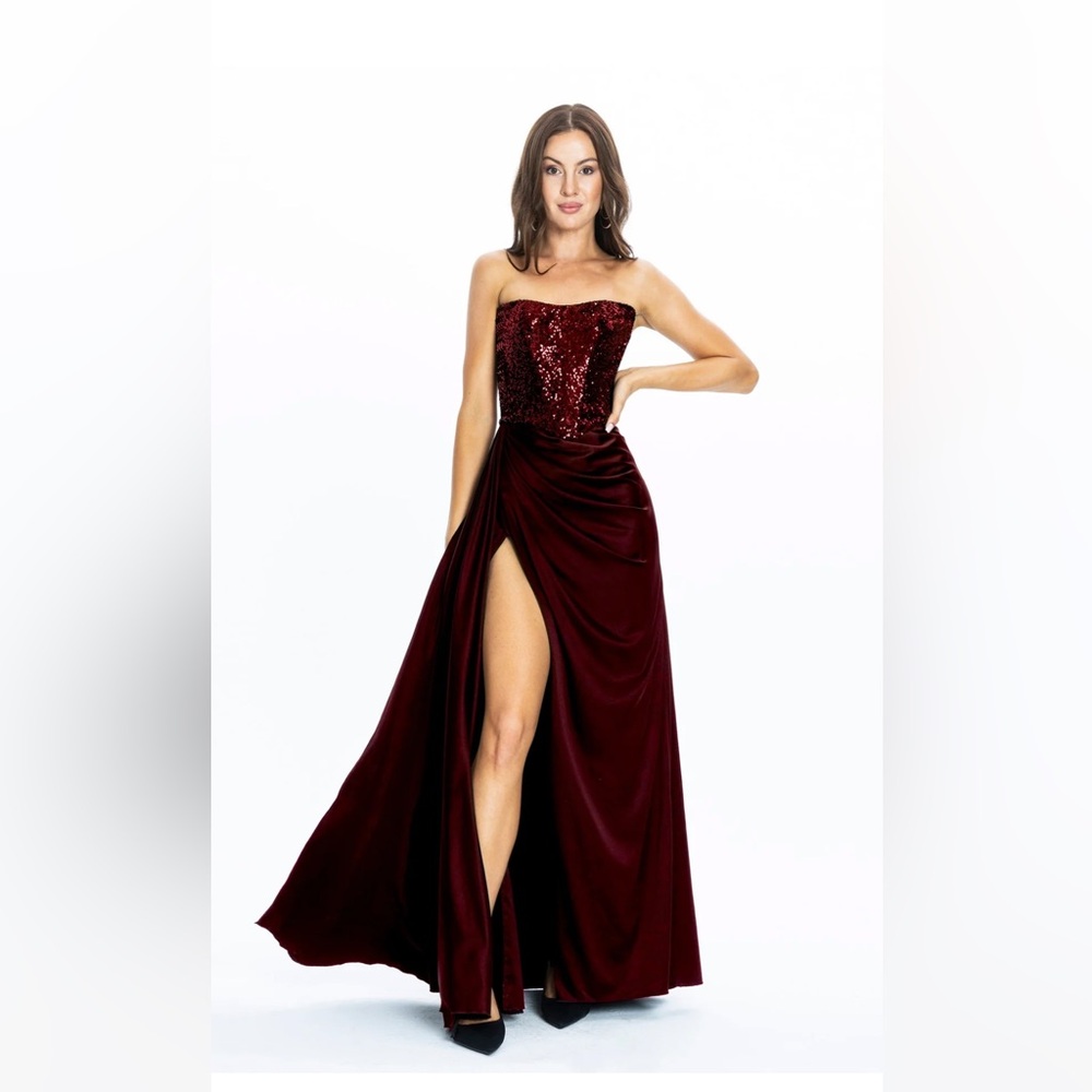 ANGELIKA JÓZEFCZYKNADYA CORSET EVENING GOWN BURGUNDY